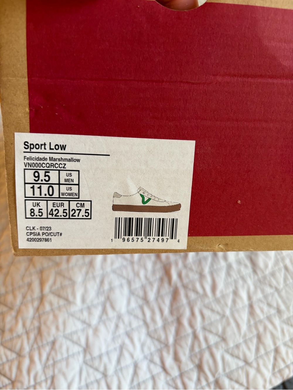 Vans Sport Low Cream Sneakers with Green Accent - Picture 2 of 3
